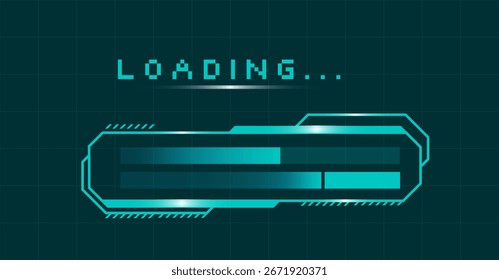 Futuristic HUD Loading Bar Screen with Digital Sci-Fi Interface Vector