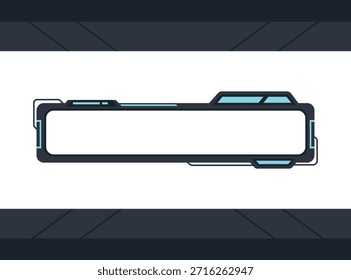 Elemento gráfico del tercio inferior del HUD futurista con acentos azules brillantes sobre un fondo blanco limpio. Plantilla Video fronteriza de ciencia ficción para superposición.