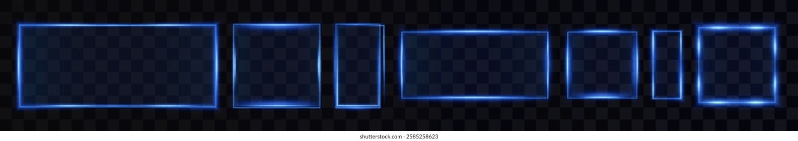 futuristic HUD neon frame with glowing blue and yellow lights, perfect for digital interfaces, tech banners, game UI, and sci-fi designs. A modern, transparent template with an abstract effect.