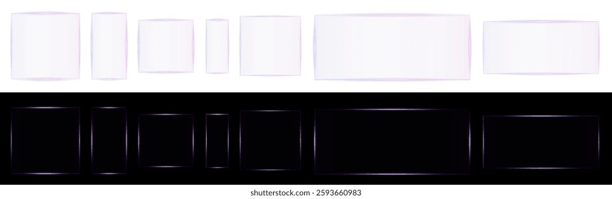 futuristic HUD neon frame with glowing blue lights, perfect for digital interfaces, tech banners, game UI, and sci-fi designs. A modern, transparent template with an abstract effect.