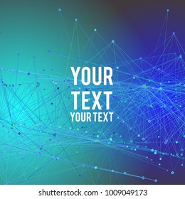 Futuristic HUD. POLYGONAL LINES CONNECTING DOTS ON THE BLUE BACKGROUND. Polygonal vector background. Design Layout for Your Business.