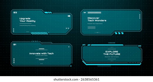 Futuristic hud screen with data displaying innovative technology concepts. Cyberpunk ui display for virtual reality and gaming interface design. Vector graphics. 