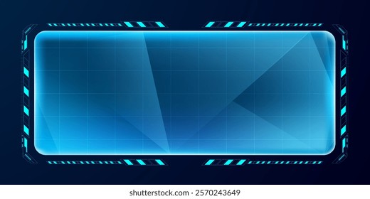 Futuristic hud screen or technology box blue light interface cyberpunk vector editable