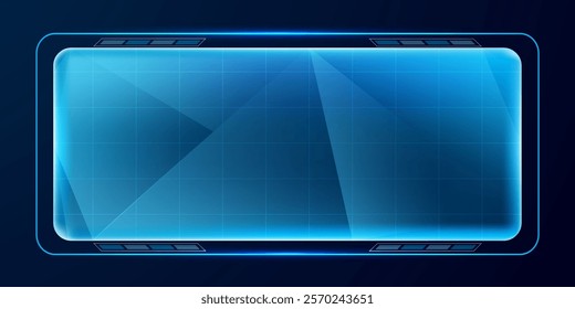 Futuristic hud screen or technology box blue light interface cyberpunk vector editable