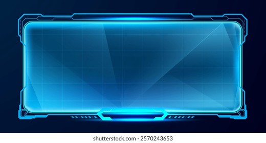Futuristic hud screen or technology box blue light interface cyberpunk vector editable
