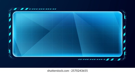 Futuristic hud screen or technology box blue light interface cyberpunk vector editable