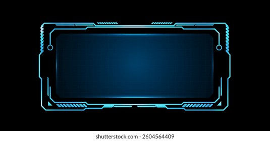 Futuristic HUD screen or technology box blue. Vector illustration