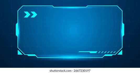 Futurista tela hud ou tecnologia caixa azul com luz interface sci-fi	