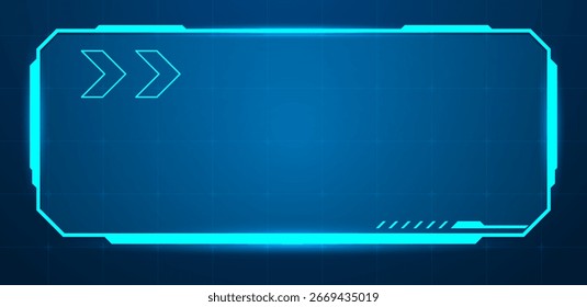 Futuristic hud screen or technology box blue with light interface sci-fi. Vector illustration