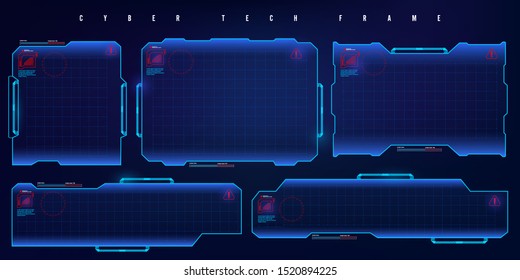 Futuristic HUD set frame. Futuristic virtual screen frame. Cyber tech frame.