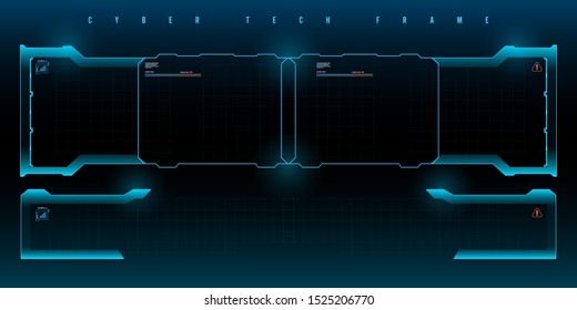 Futuristic HUD set frame. Futuristic virtual screen frame. Cyber tech frame.
