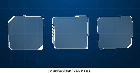 Futuristic Hud cuadrado o caja de tecnología Ilustración vectorial azul