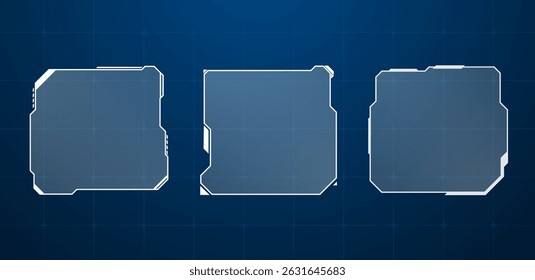 Futuristic Hud cuadrado o caja de tecnología Ilustración vectorial azul