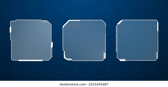 Futuristic Hud square or technology box blue vector illustration