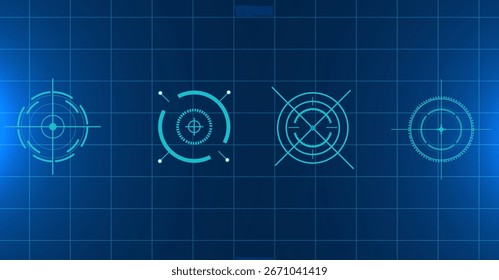 Futuristic HUD Target Interface with Sci-Fi Crosshair Elements Vector