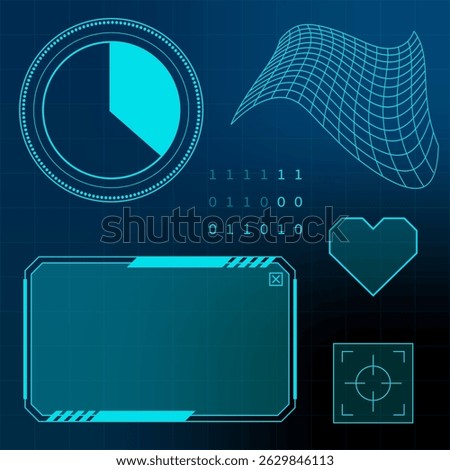 Futuristic HUD UI Elements for Digital Display and Interface Design