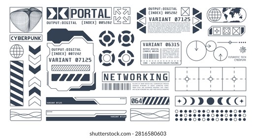 Futuristic HUD UI elements set for scifi interface design