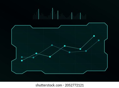 Futuristic HUD UI screen. Sci-fi user interface, high tech bars, gaming panel dashboard. Vector illustration