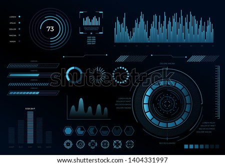 Futuristic HUD user interface. Abstract virtual graphical interface UI HUD vector touch user car service, auto scan and cars diagnostic