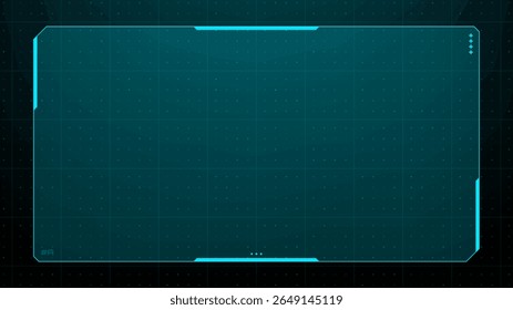 Futuristic hud vector graphics with a digital rectangular frame. Cyberpunk user interface element for display and virtual reality.