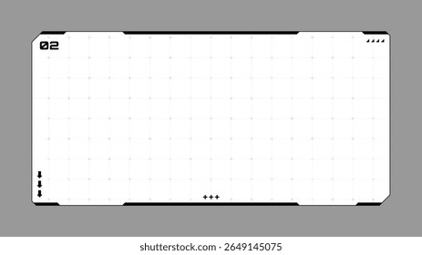 Futuristische hud vector grafisch frame of venster element. Head-up display-interfacetechnologieconcept voor digitale gegevenspresentatie.