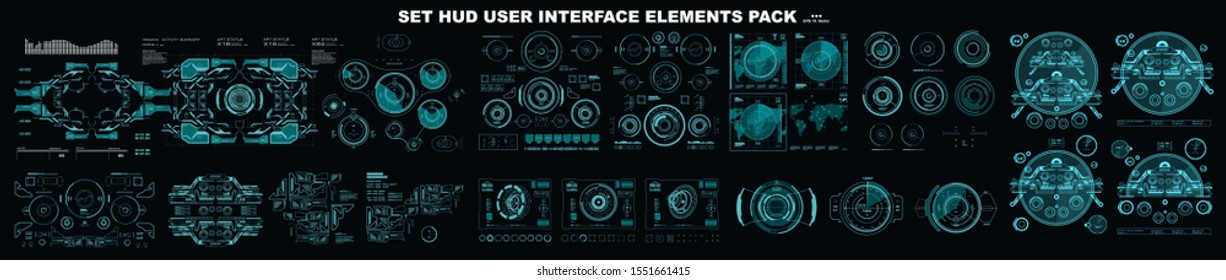 Futuristic HUD virtual graphic touch user interface, HUD interface elements. HUD dashboard display