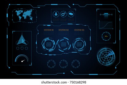 Futuristic HUD virtual screen user interface Abstract technology background Hi-tech communication concept futuristic digital innovation background vector illustration