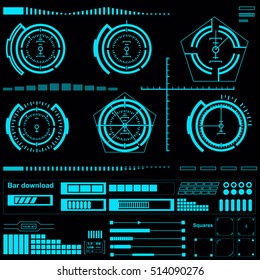 Futuristic HUD, virtual touch user interface in flat design