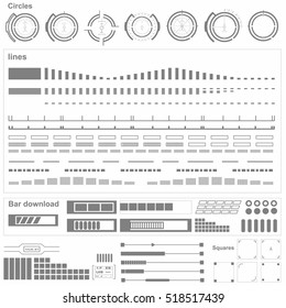 Futuristic HUD, virtual touch user interface in flat design