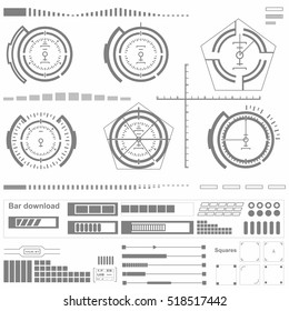 Futuristic HUD, virtual touch user interface in flat design