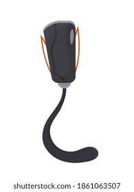 Futuristic human leg prosthesis. Metal leg implant. Isolated. Vector.