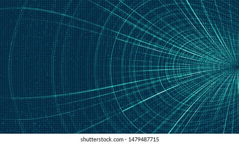 Futuristic Hyperspace speed motion on future Technology background,warp and expanding movement concept,vector Illustration.
