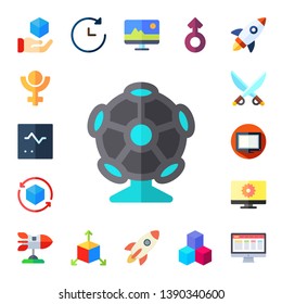 futuristic icon set. 17 flat futuristic icons.  Simple modern icons about  - cube, pluto, monitor, ar camera, saber, rocket, future, mars, cubes