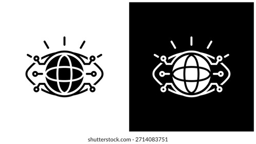 Icono futurista en el fondo blanco y negro