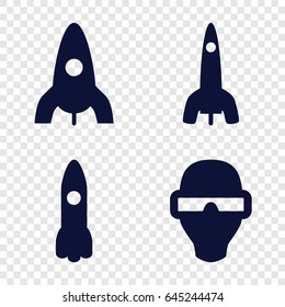 Futuristic icons set. set of 4 futuristic filled icons such as rocket