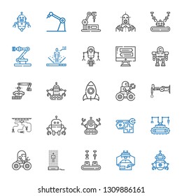futuristic icons set. Collection of futuristic with robot, industrial robot, hologram, rocket, monitor. Editable and scalable futuristic icons.