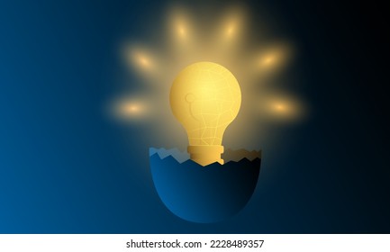Concepto de idea futurista. Electricidad de bombilla y símbolos brillantes con casquillos rotos. Vector de ideas abstractas de tecnología. Concepto de diseño gráfico de la idea de negocio. Resplandor en el fondo oscuro.
