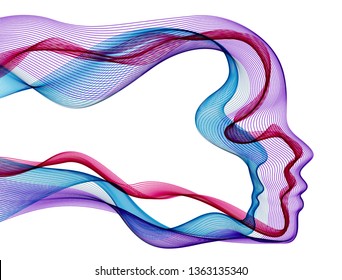 Futuristic idea of digital software soul of machine, spirit of technocratic time evolution period, human head vector illustration made of dotted particle flow array.