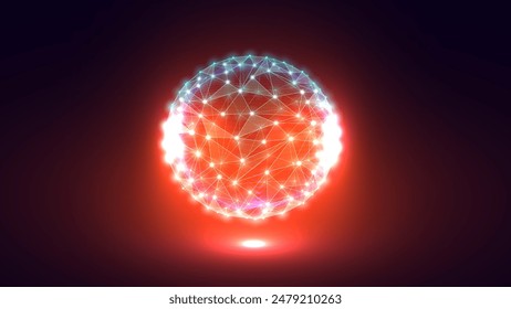 Futuristic illuminated ball with halftone pattern style