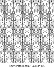 Futuristic illusive abstract geometric seamless pattern with cubes. Vector stylized texture.