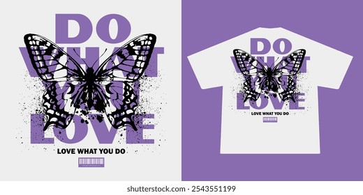 futuristic illustration of butterfly t shirt design, vector graphic, typographic poster or tshirts street wear and Urban style