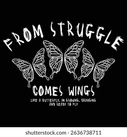Futuristic illustration of butterfly t shirt design, vector graphic, typographic poster or tshirts street wear and Urban style