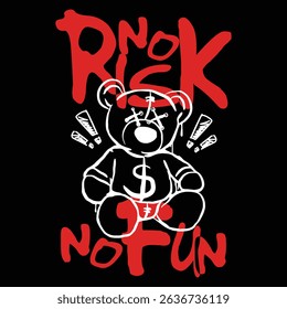 futuristic illustration cute doll bear in graffiti style, for streetwear and urban style t-shirts design, hoodies, etc.	
