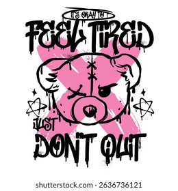 futuristic illustration cute doll bear in graffiti style, for streetwear and urban style t-shirts design, hoodies, etc.	
