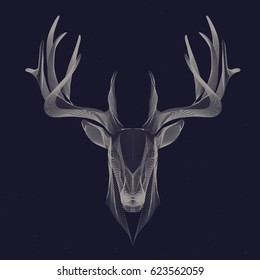 futuristic illustration of deer, wire frame, invert