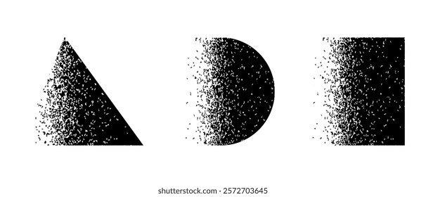 Futuristic illustration of geometric shapes. Vector 3D cloud of destroyed particles.