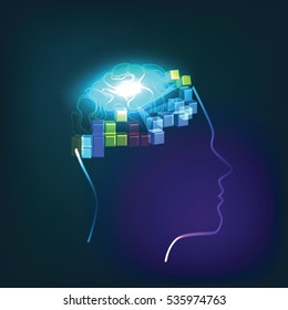 futuristic illustration human brain lights vector