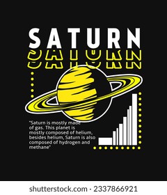 Futuristic illustration of planet saturn t shirt design, vector graphic, typographic poster or tshirts street wear and Urban style