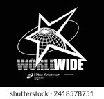 Futuristic illustration of star retro poster t shirt design, vector graphic, typographic poster or tshirts street wear and Urban style