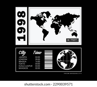 Futuristic illustration of world retro poster t shirt design, vector graphic, typographic poster or tshirts street wear and Urban style